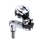 SP Connect Bar Clamp Mount Pro i silverfinish, tillverkad av robust CNC-bearbetat aluminium för motorcykelstyre.